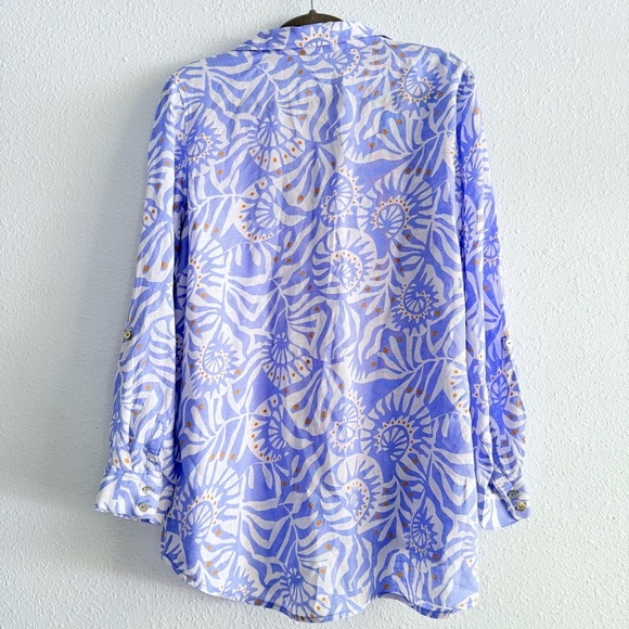 Nicole Miller New York 100% Linen Button Down Blouse Size M - Picture 2 of 6